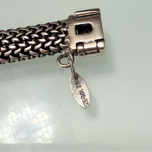 OTC ITALY 14k Gold & 925 Sterling Silver Pillowy Station Mesh Chain Brac… - Picture 8 of 10